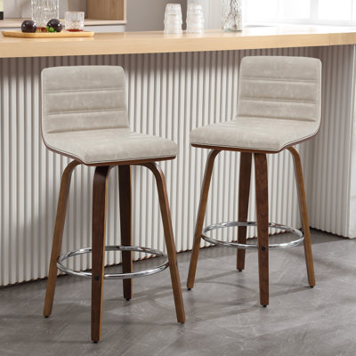 Mariea Swivel Faux Leather Wood Bar & Counter Stool