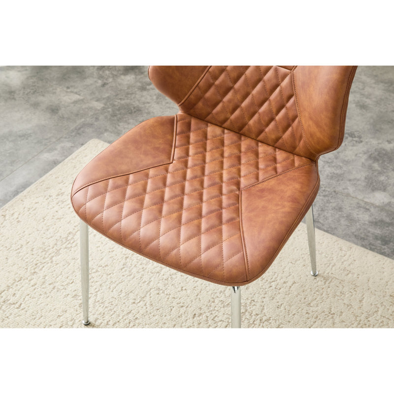 Chaises de salle à manger ergonomiques brunes, cuir ciré à l'huile, design Mid-Century moderne, ensemble de 4
