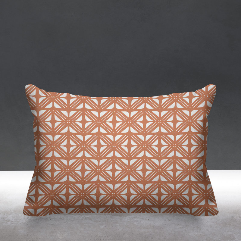 Medley Abstract Outdoor Reversible Throw Pillow, 14" x 20", Peach, Rectangle