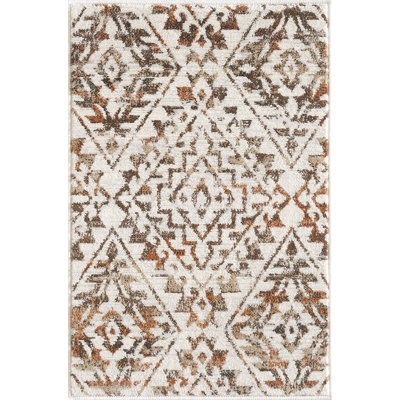 Losoya Geometric Southwestern Area Rug in Brown/Beige/Cream
