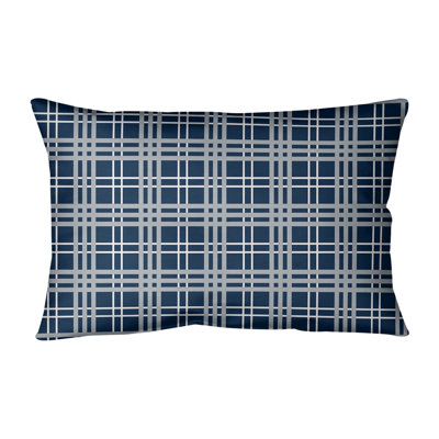 Plaid Leather/Suede Reversible Throw Pillow
