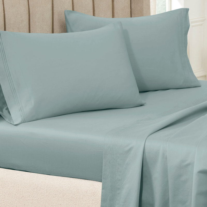 Ensemble de taies d'oreiller de couleur unie en coton égyptien certifié 650 fils Aldin, Standard, Sarcelle