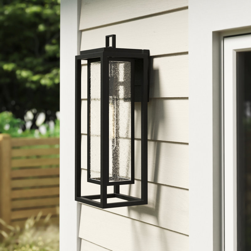 Gammett Outdoor Wall Mount Lantern with Anti-Fade Finish, 20" H x 7" W x 7" D, Black