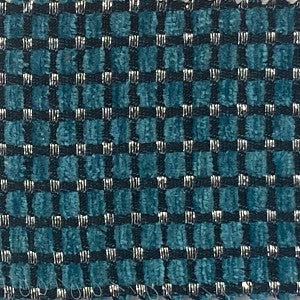 Elias Fabric | Small Square Metallic Fabric | Drapery & Curtain Fabric and Upholstery Fabric, Peacock