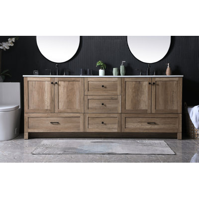 Soma 84'' Double Bathroom Vanity with Engineered Marble Top