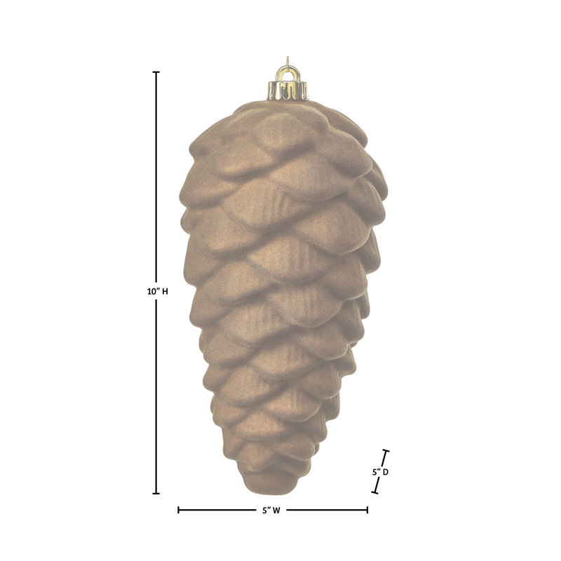 Ornement en forme de pomme de pin 10 "en plastique incassable 10 pièces, Brun