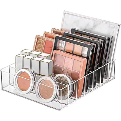 Organisateur de maquillage pour palette de fard à paupières et de rouge à lèvres, organisateur de palette de maquillage divisée à 7 sections pour rangement de cosmétiques moderne de comptoir de meuble-lavabo (7,48 po x 6,22 po x 1,77 po)