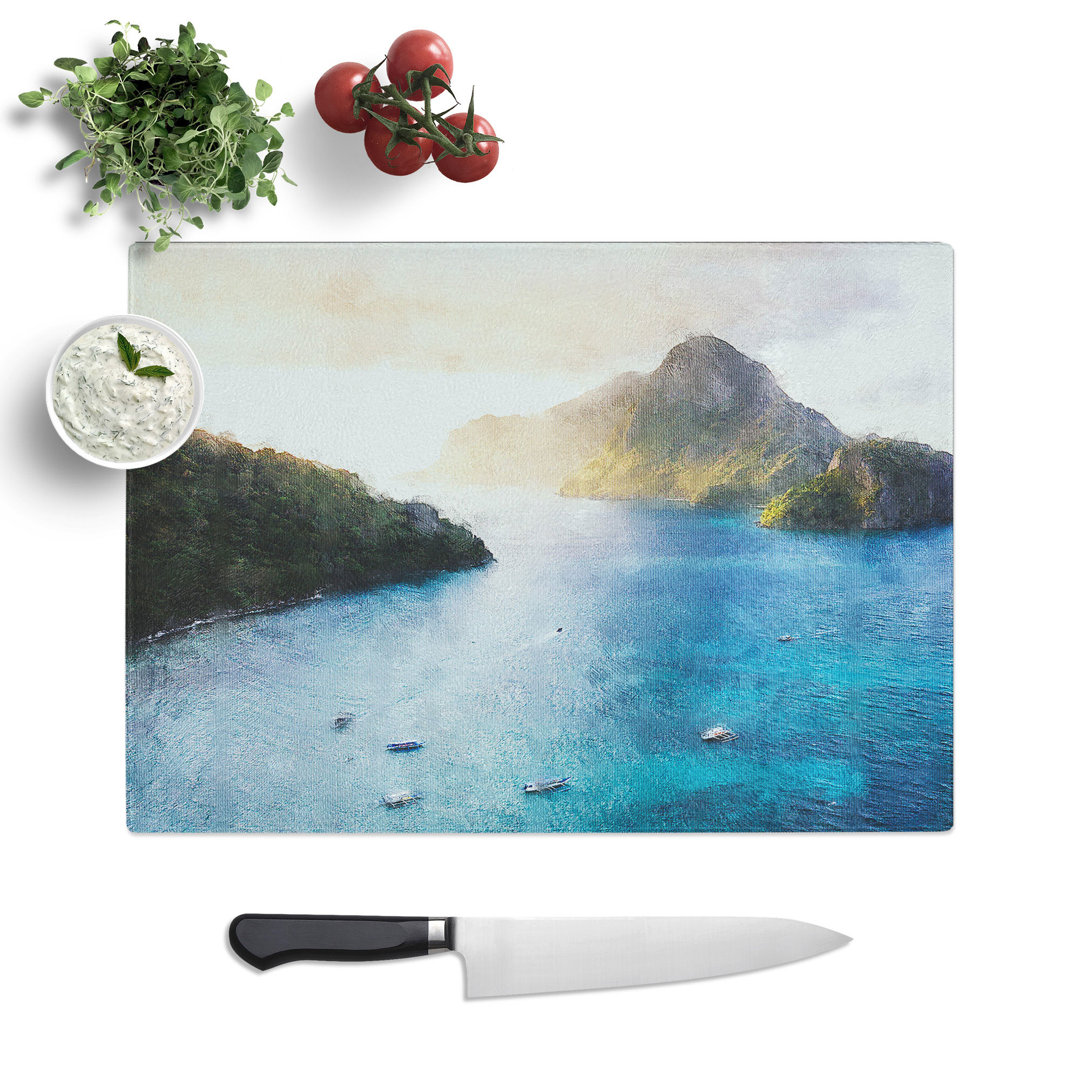 Boats in El Nido in the Philippines Painting Chopping Board