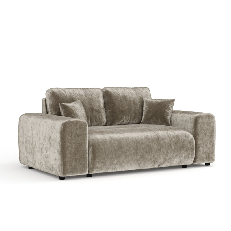 Two-seater square arms loveseat sofa, Beige