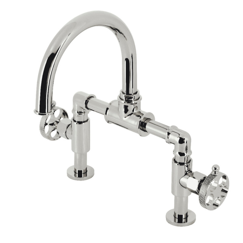 Robinet de salle de bain à large entraxe avec bonde Webb, Nickel poli