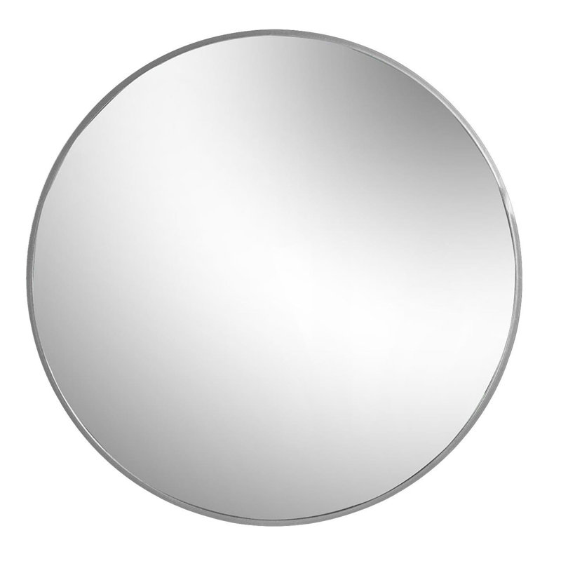 Clarkdale Round Metal Frame Wall Mirror, 80cm H x 80cm W, Silver