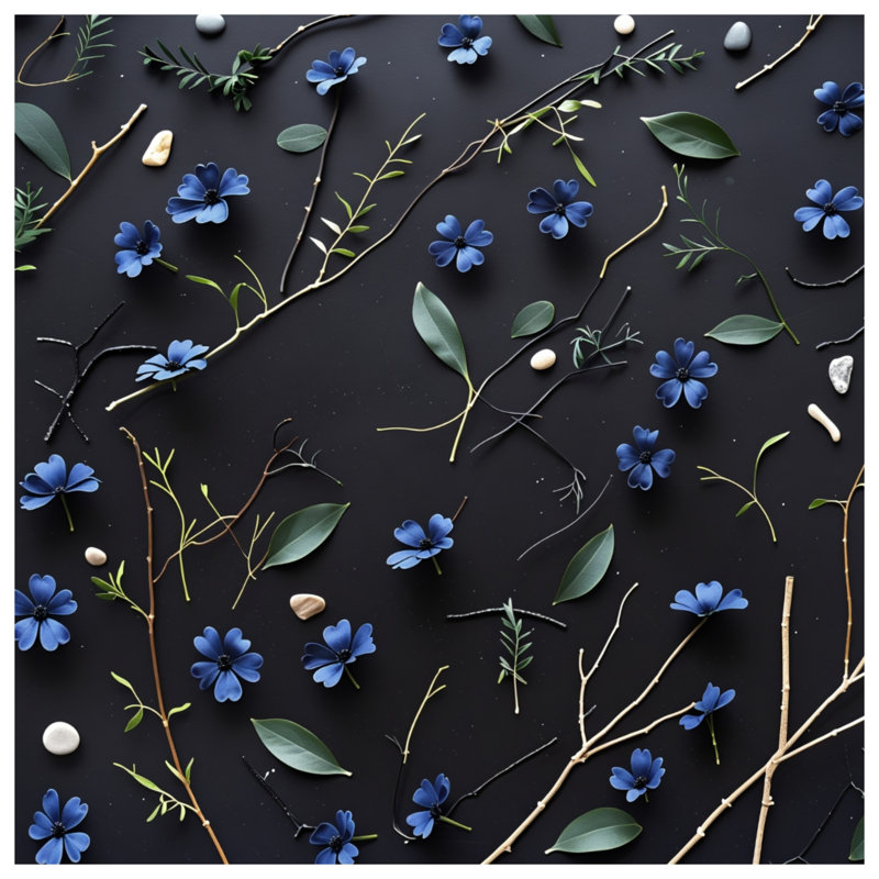 Coussin Blue Flowers, 14 X 14 pouces