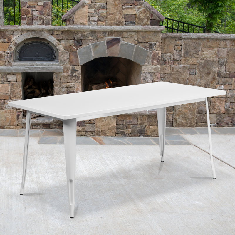 Commercial Grade Rectangular Metal Indoor-Outdoor Table, White