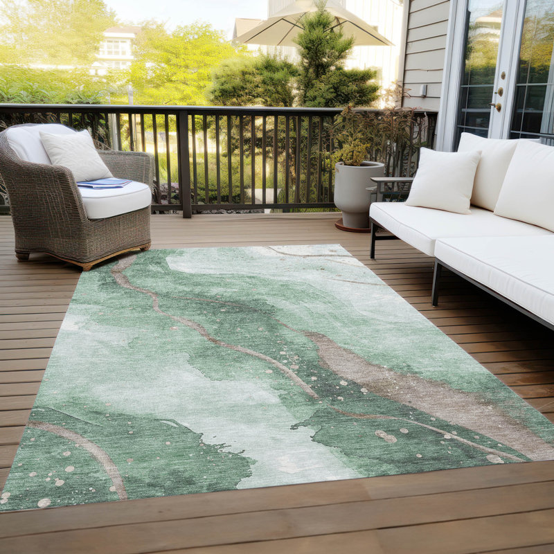 Tapis vert intérieur / extérieur lavable à la machine Claudian ACN1530, Rectangle 10 pi x 14 pi