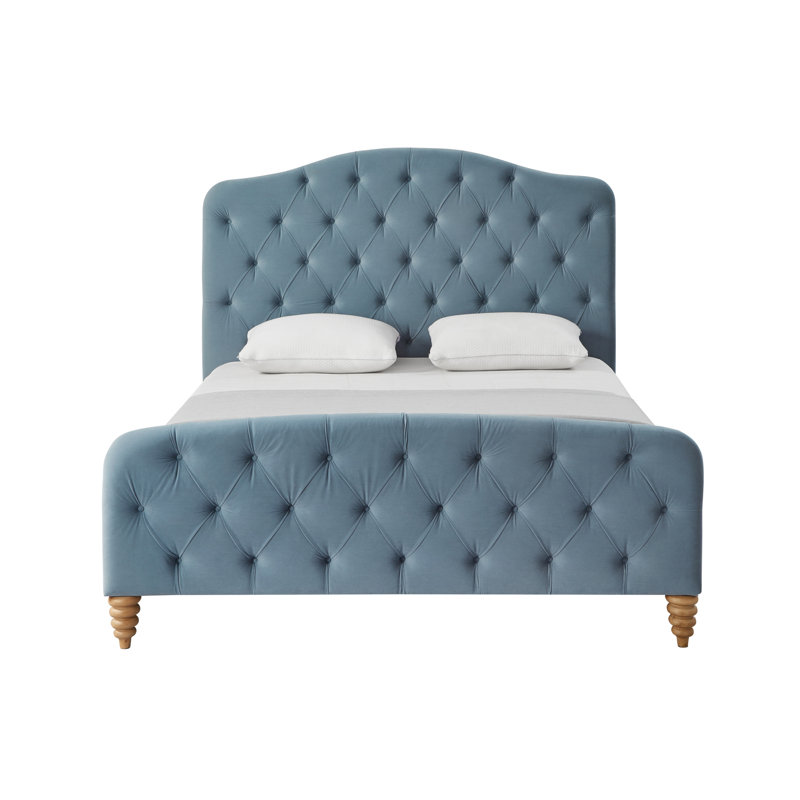 Très grand lit plateforme Elegance Tess, Simple, Bleu clair