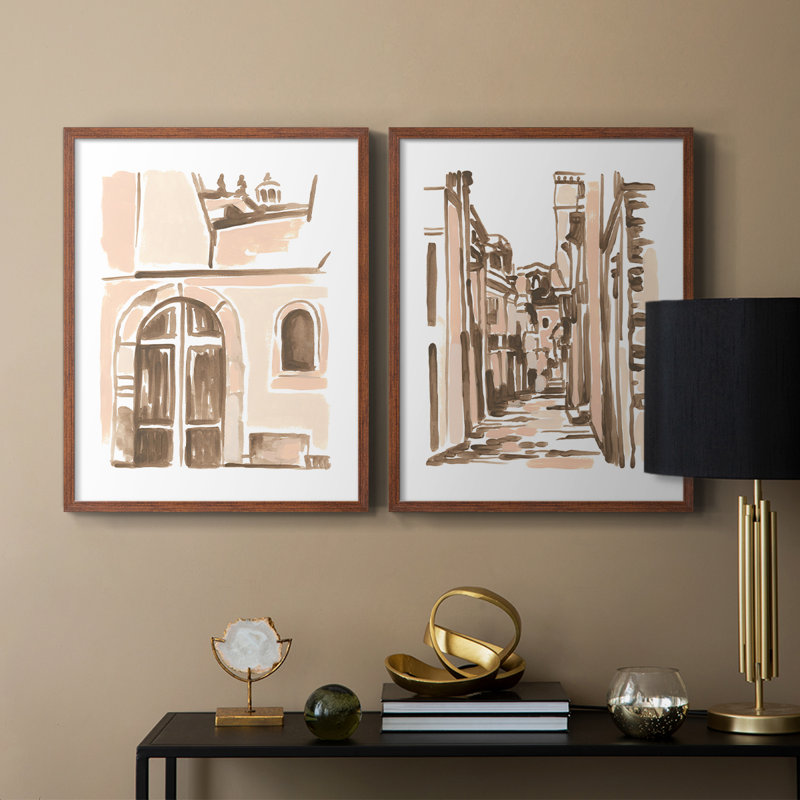 Blush Architecture Study V-Premium, impression encadrée - prête à être accrochée - aucun clou requis - aucun clou requis