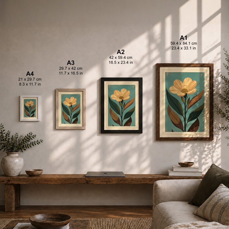 Pale Bloom In Teal Botanical - Print, Unframed, A1 - 84.1 x 59.4 cm