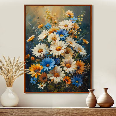 Décoration murale marguerites bleues et blanches II - marguerites