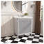Meuble-lavabo autoportant gris de 76 cm (30 po) entièrement assemblé, avec un seul lavabo, un dessus en marbre reconstitué et des tiroirs à fermeture amortie.