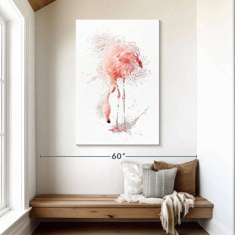 Brampt accroupi à l'aquarelle Flamingo, H 48 po x l 32 po
