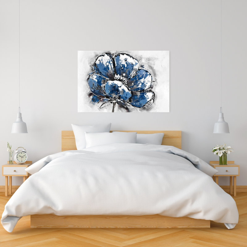 Petite fleur - Toile bleue classique contemporaine