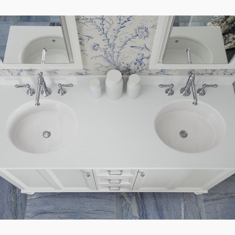SolidExpressions® 61" Double Bathroom Vanity Top, Biscuit Expressions