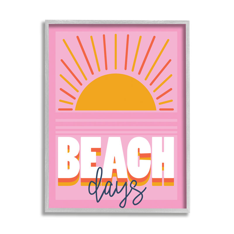 «Beach Days Quote Rising Sun Ray Horizon» - art textuel, Estampe numérique Farmhouse, H 20 po x l 16 po