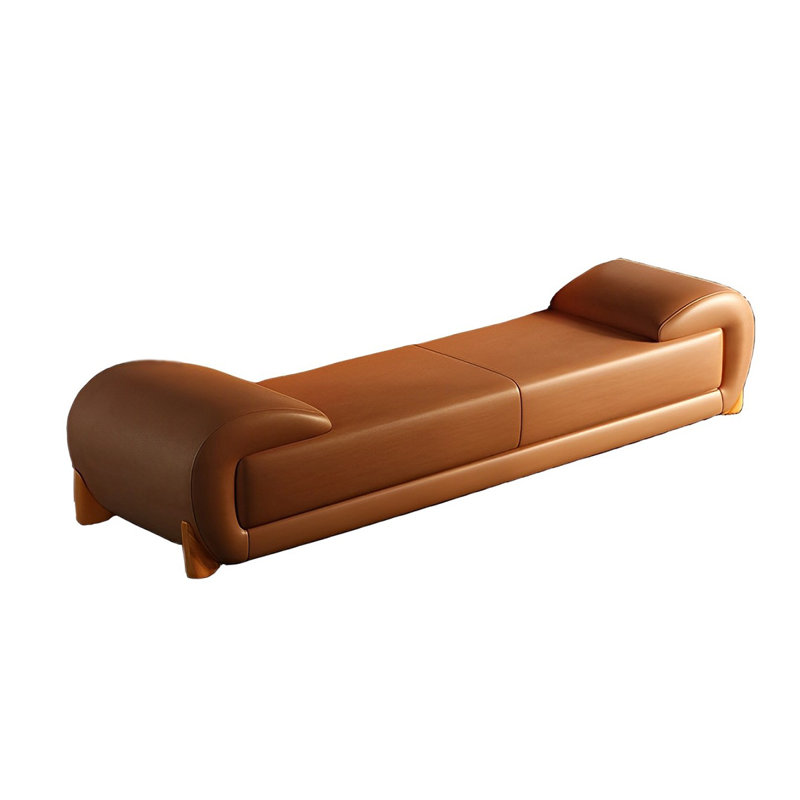 Banc rembourré en cuir véritable Sharella, H 17,71 po x l 70,86 po x P 19,68 po, Orange