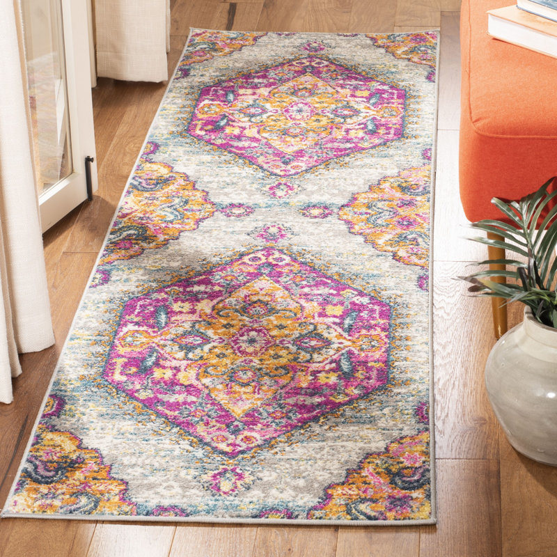 Tapis oriental gris clair Felty, Tapis de couloir 2 pi 3 po x 8 pi