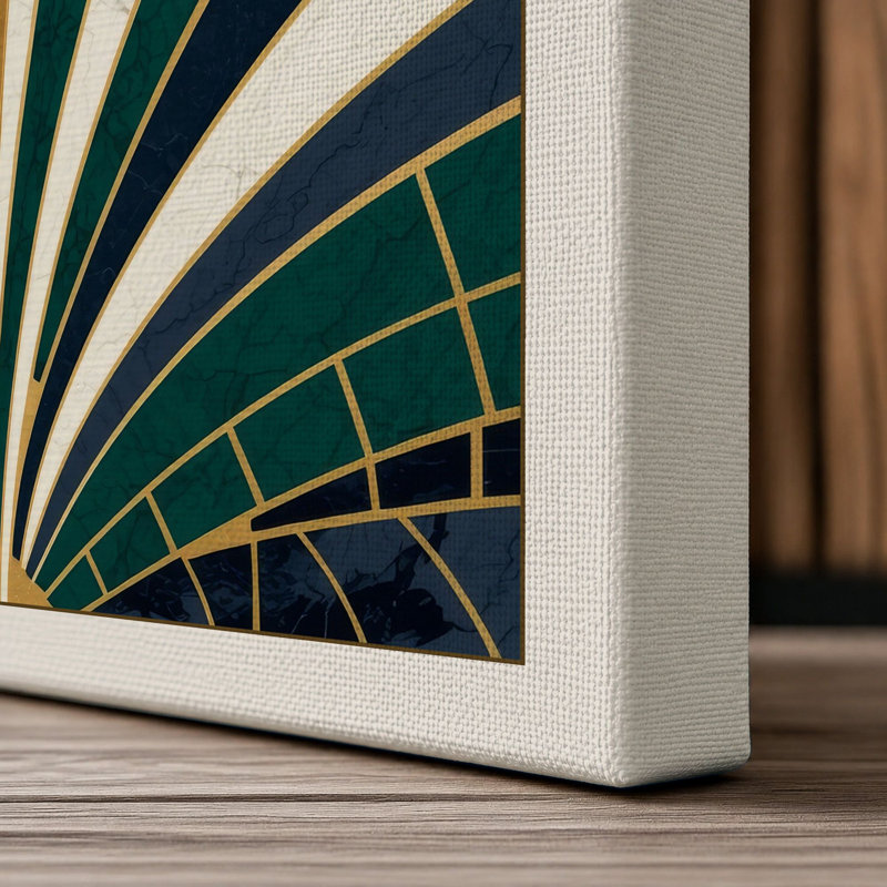 Deco Symmetry Art Deco - Wrapped Canvas, 24x16 - 61.0 x 40.6 cm, Cream Border