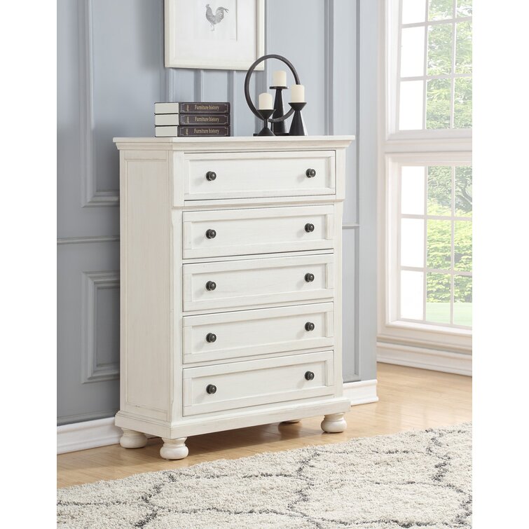 Lark Manor Corbeil 5 Drawer Chest Finish: White