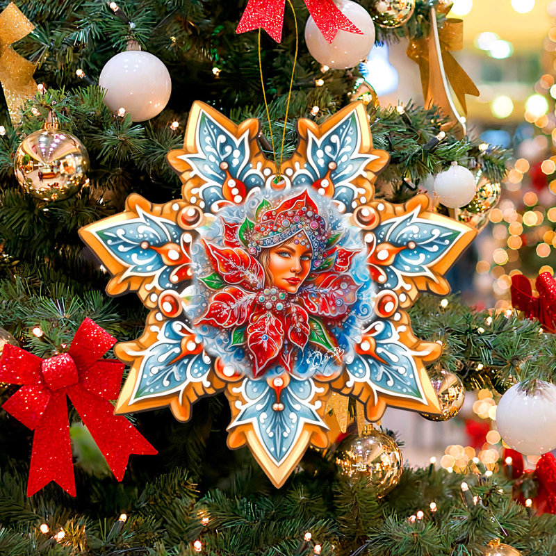 Ornements en bois «Snow Maiden Snowflake» par G. Debrekht