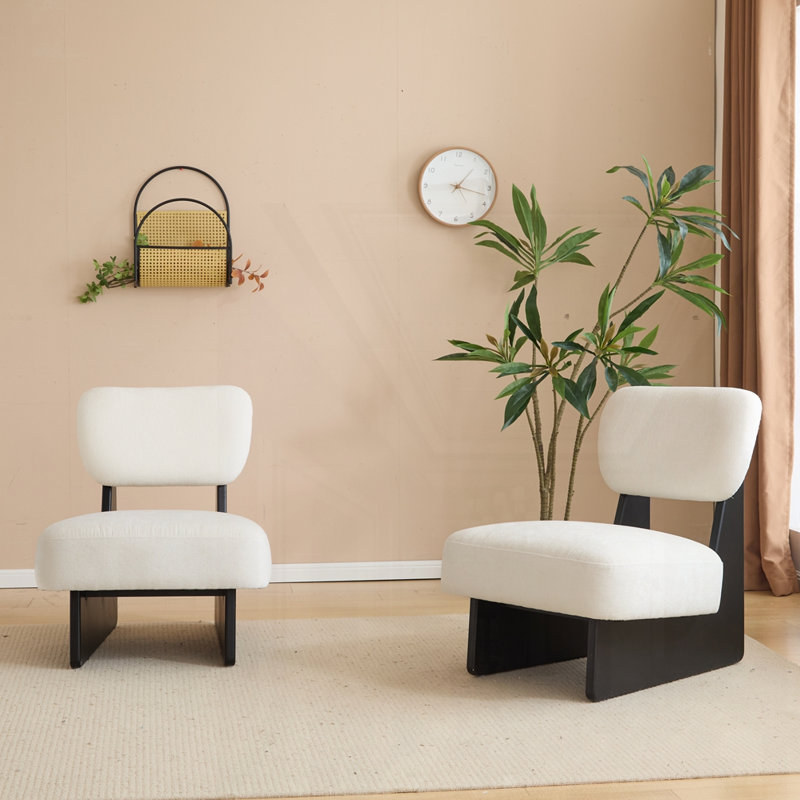 Ensemble de 2 chaises longues modernes, Beige, Noir