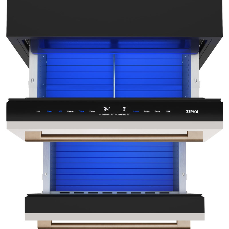 Zephyr Presrv 24" Built-In Dual Zone Panel Ready Refrigerator Freezer Drawers