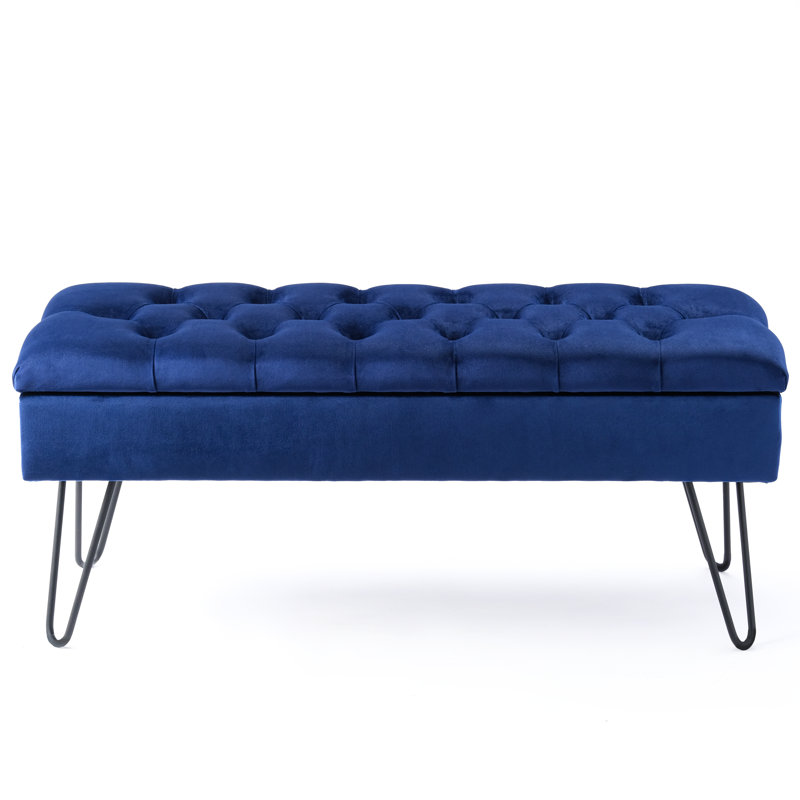 Emborough Upholstered Storage Bench, H44 x W150 x D40cm, Dark blue