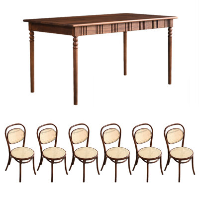 Vintage walnut dining table set