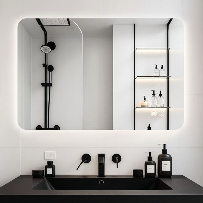 Miroir de salle de bain 24 "x 36" rétroéclairé rectangulaire avec ambiance douce pour le maquillage, 3 options de température de couleur, - brouillard une heure, fonction de mémoire, imperméable et film 24 x 36 séances de soins de beauté, températures