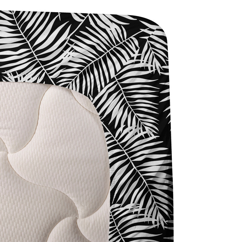 Ensemble de draps à motif de feuilles de palmier 4 pièces Ambesonne, Ensemble de draps pour lit simple avec 1 taie d'or
