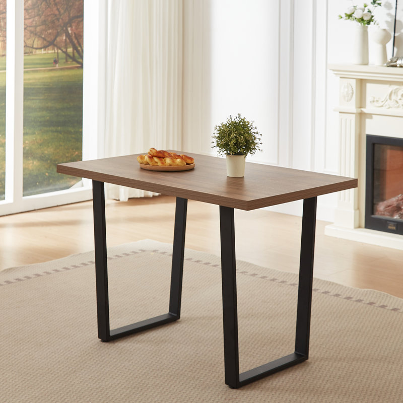 43.3 In.  Rectangular Dining Table  With Black Metal Legs