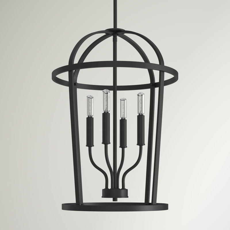 Luminaire suspendu géométrique à 4 lumières Babson, Noir mat