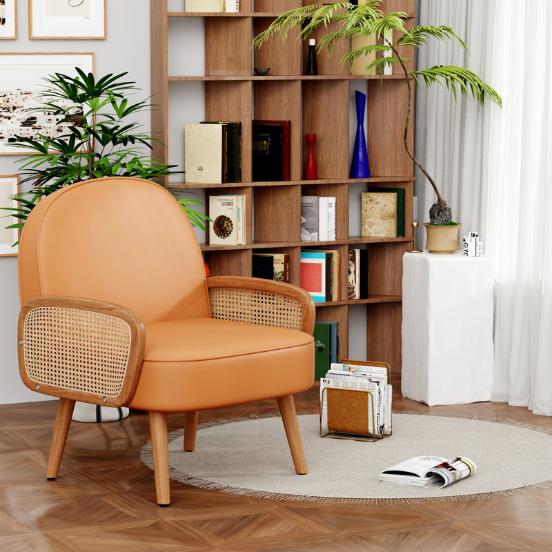 Fauteuil de 26 po de largeur Destefano, Similicuir orange