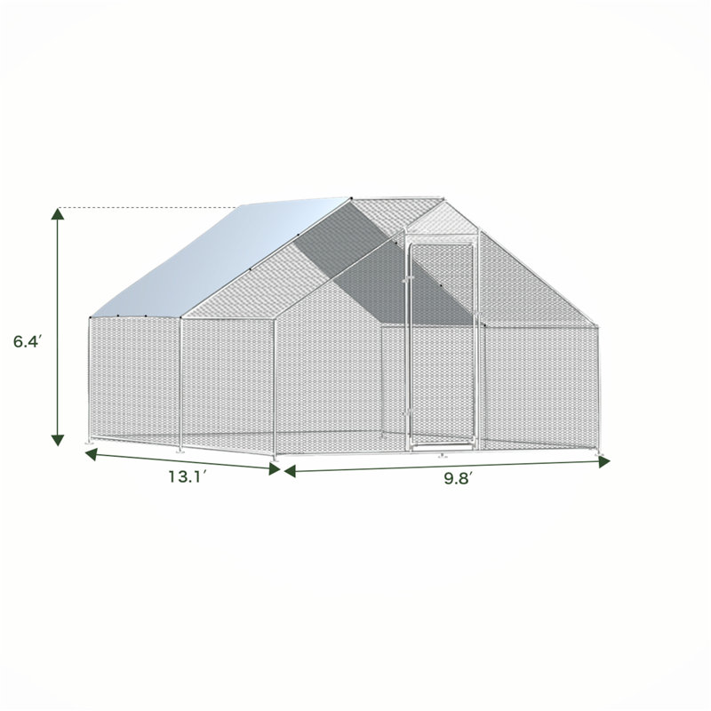 Poulailler avec treillis métallique 130 pi² Crisinda, H 6,4 po x l 9,8 po x P 13,1 po