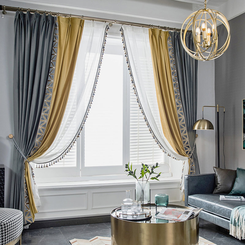 Athena Velvet Room Darkening Pair, 45" W x 108" L, Gray/White