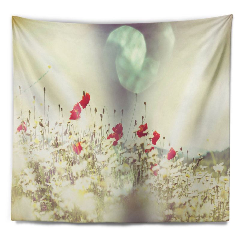 Tapisserie rouge et blanche coquelicots, H 50 po x l 60 po
