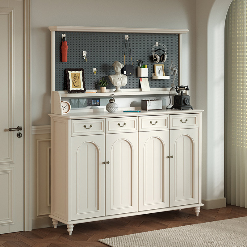 White Solid Wood Shoe Storage Bench, White