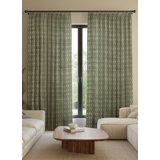 Fabdivine Green Handmade Block Print 2 Panel Set, Pinch Pleated Curtians Heavy Linen Kitchen or Office Hook Drapes Elegant Summer, Spring Home Décor, 27x45 Inches 100% Blackout, Omji