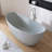 71" x 32"Grey Toned Freestanding Acrylic Soaking Bathtub With Overflow