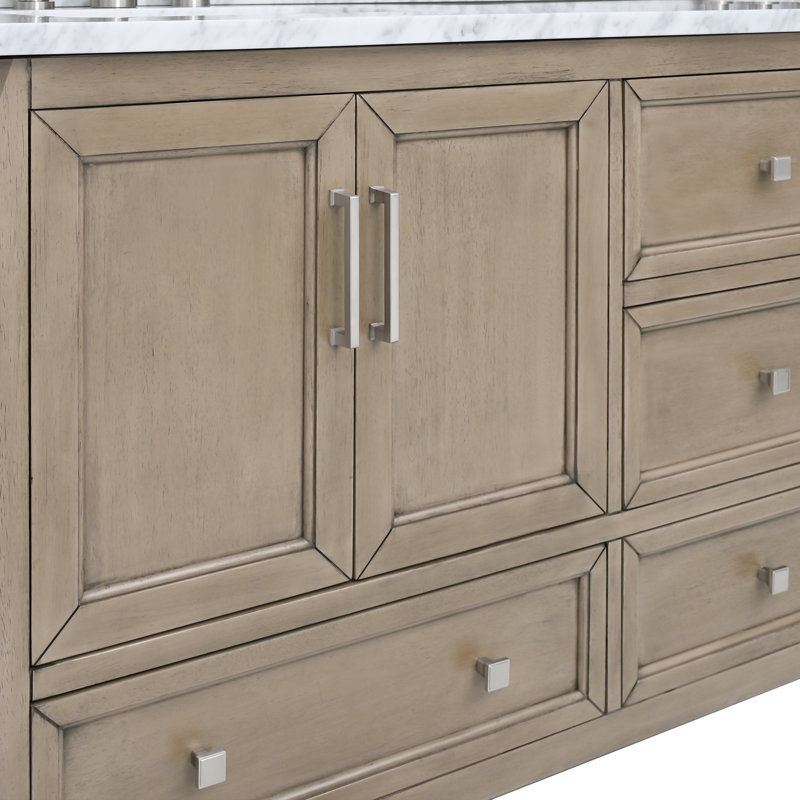 Base de meuble-lavabo double 72 po Montmorency, Chêne gris