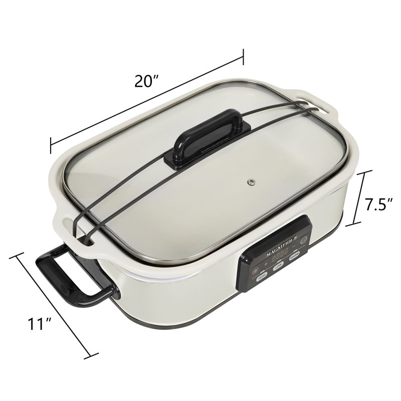 HOMECOOKIN 4 Quart Casserole Programmable Slow Cooker with Oven Safe Ceramic Baking Dish, White