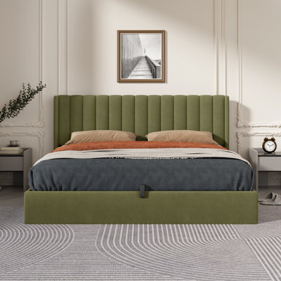 Daizia Lift Up Storage Platform Bed with Wingback Headboard